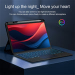For Lenovo Tab M11 / Xiaoxin Pad 11 2024 Leather Case + Bluetooth-compatible Keyboard with Backlight Trackpad