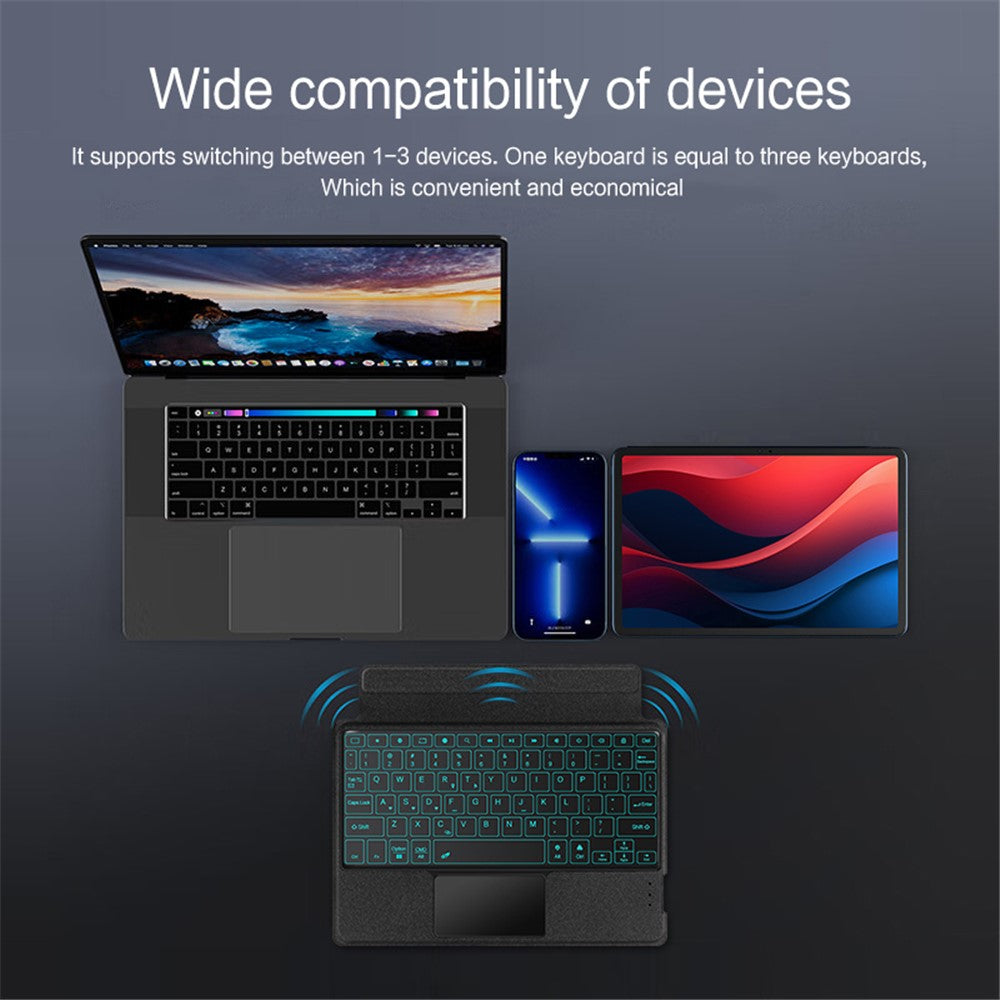 For Lenovo Tab M11 / Xiaoxin Pad 11 2024 Leather Case + Bluetooth-compatible Keyboard with Backlight Trackpad