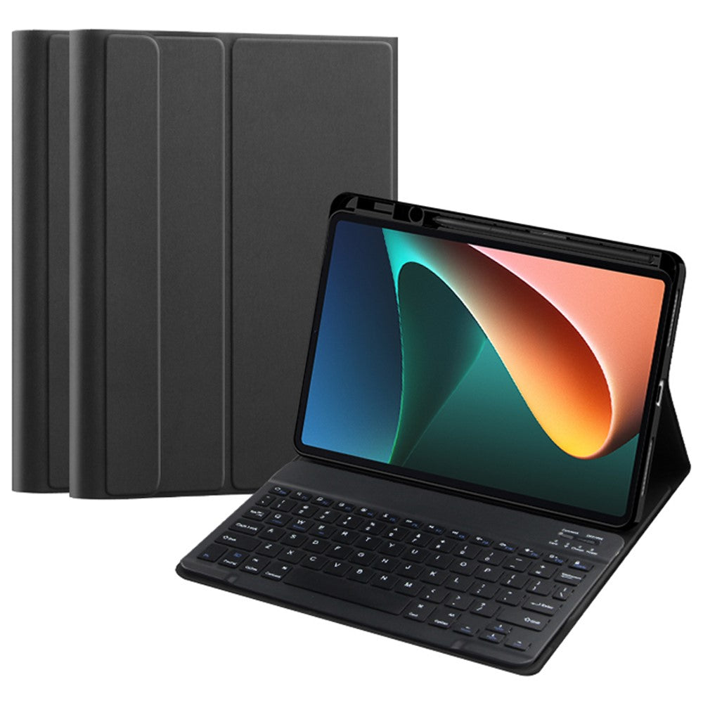 Läderfodral för surfplatta med stativ och avtagbart magnetiskt trådlöst tangentbord (utan pekplatta) för Xiaomi Pad 5