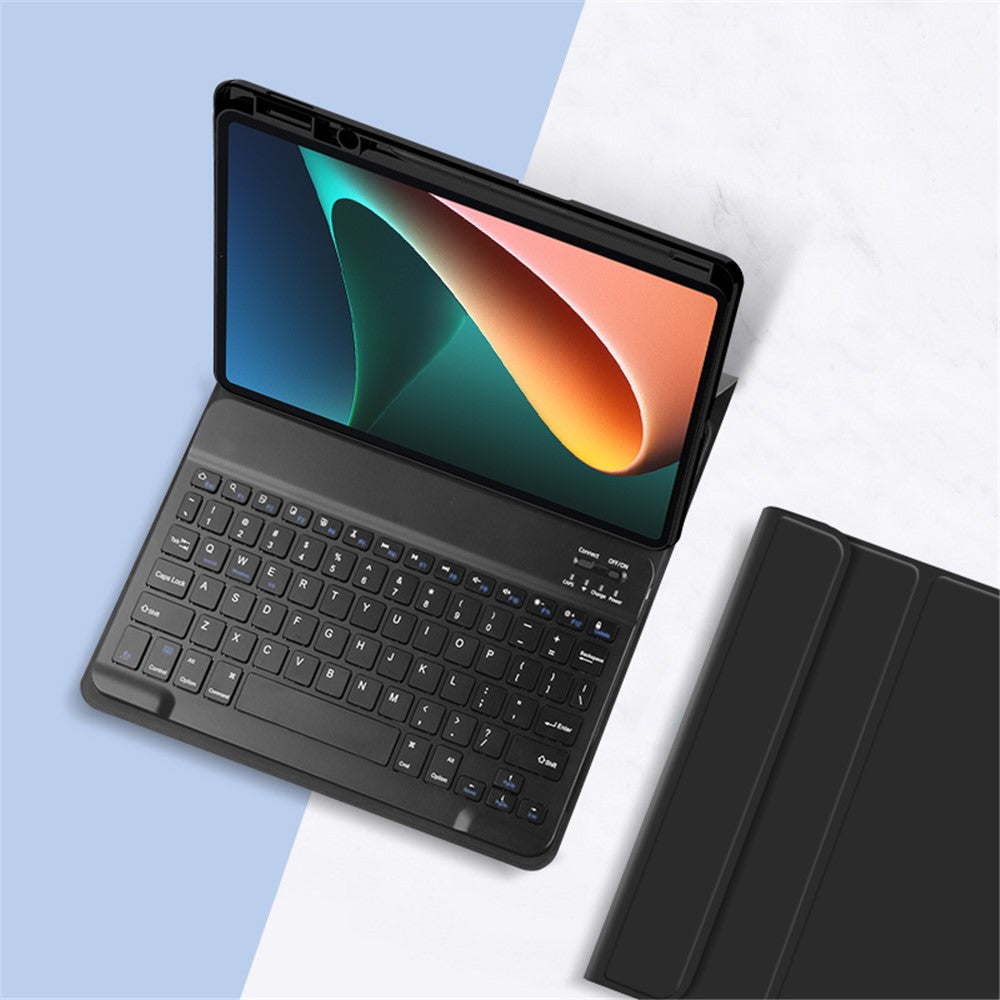 For Xiaomi Pad 5 Leather Stand Tablet Case with Detachable Magnetic Wireless Keyboard (Without Touchpad)