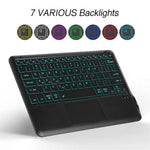 Til Samsung Galaxy Tab S10+ / S9+ / S8+ / S7+ / S7 FE Baggrundsbelyst Touchpad Bluetooth-kompatibelt Tastatur med Penholder Læder Tablet Cover