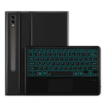 Til Samsung Galaxy Tab S10+ / S9+ / S8+ / S7+ / S7 FE Baggrundsbelyst Touchpad Bluetooth-kompatibelt Tastatur med Penholder Læder Tablet Cover