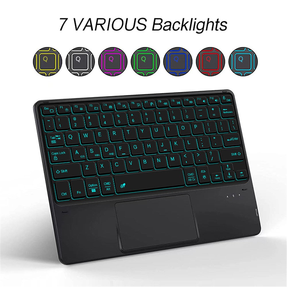 For Samsung Galaxy Tab S10 FE / S9 FE / S9 / S8 / S7 Backlit Touchpad Bluetooth-Compatible Keyboard with Pen Slot Leather Tablet Case