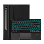 For Samsung Galaxy Tab S10 FE / S9 FE / S9 / S8 / S7 Backlit Touchpad Bluetooth-Compatible Keyboard with Pen Slot Leather Tablet Case