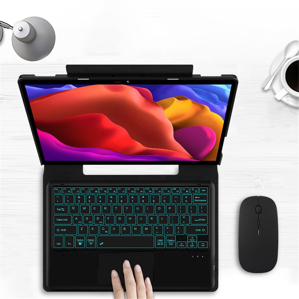 For Lenovo Yoga Pad Pro Backlight Touchpad Bluetooth-compatible Keyboard with Pen Slot Leather Tablet Case