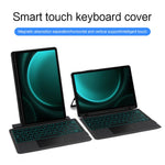 Til Samsung Galaxy Tab S9 FE+ Læderetui + Bluetooth-kompatibelt tastatur med baggrundsbelysning og trackpad