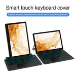 Til Samsung Galaxy Tab S8+ / S7+ / S7 FE Lædercover + Bluetooth-kompatibelt Tastatur med Baggrundsbelysning Trackpad