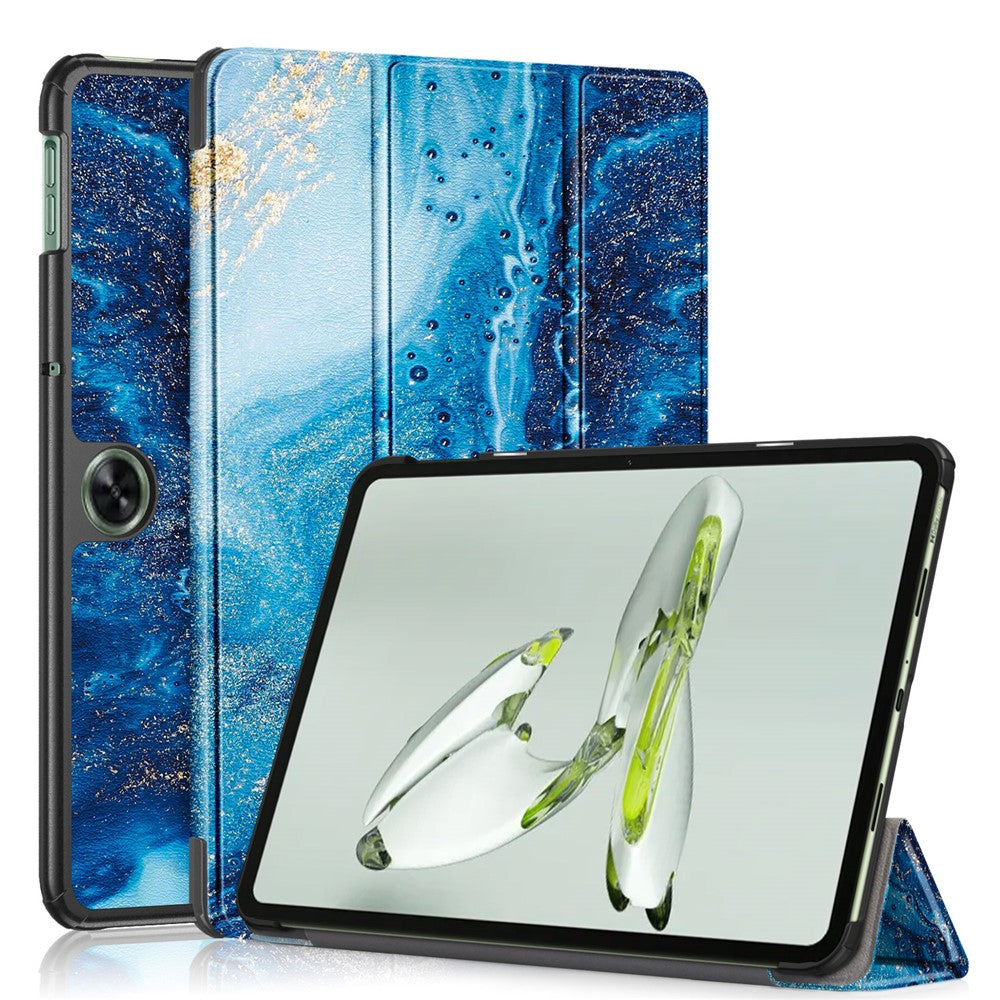 OnePlus Pad Go / Oppo Pad Air 2 Smart Cover Helkroppsskal med Trippelvikbart Stativmönster Surfplatta