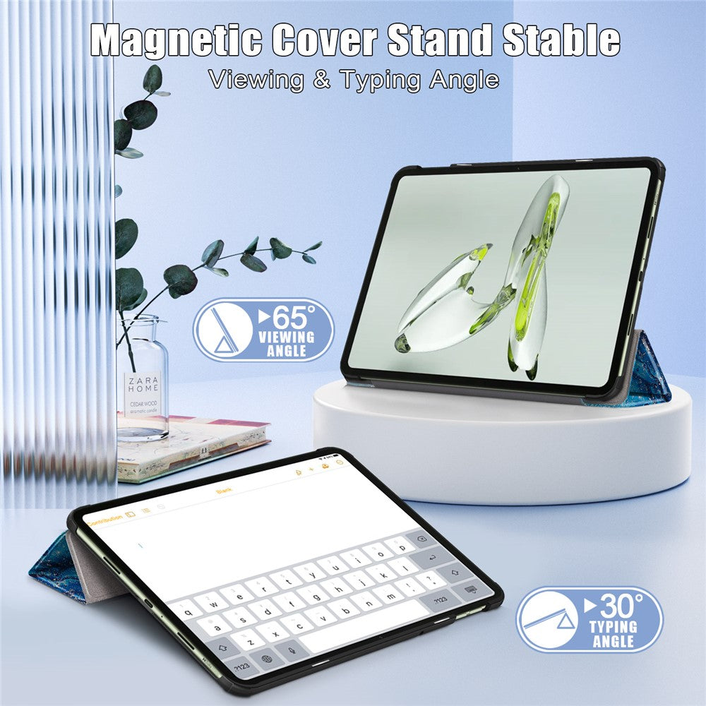 For OnePlus Pad Go / Oppo Pad Air 2 Smart Cover Full-Body Tri-fold Stand Pattern Tablet Case