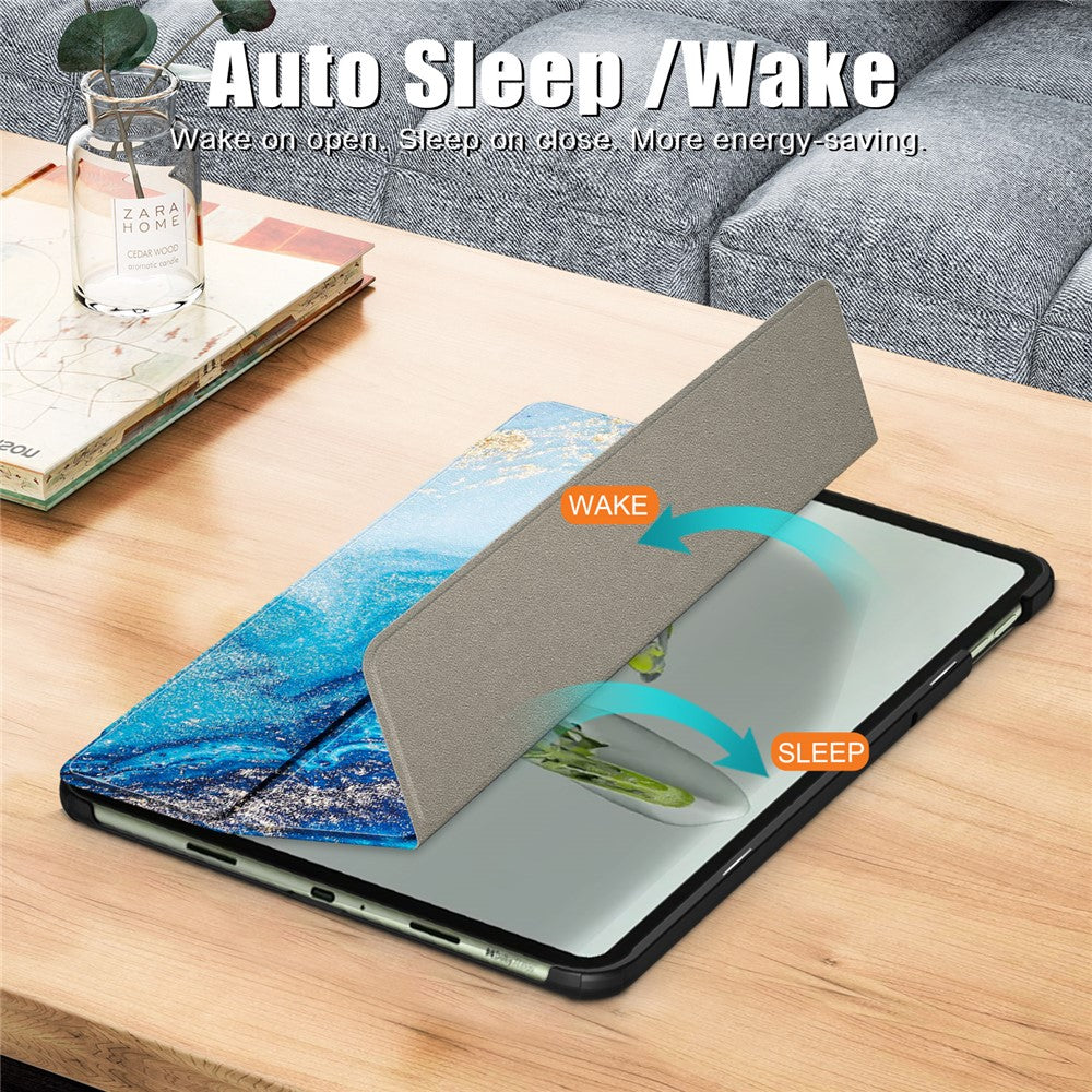 For OnePlus Pad Go / Oppo Pad Air 2 Smart Cover Full-Body Tri-fold Stand Pattern Tablet Case