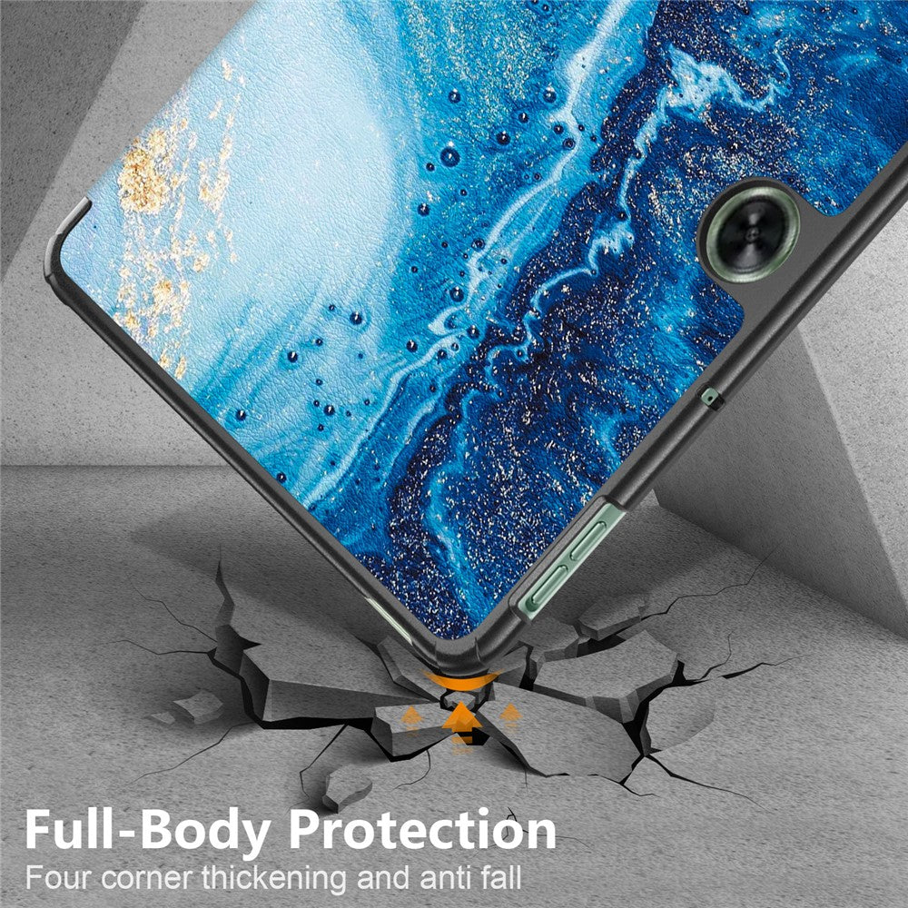 For OnePlus Pad Go / Oppo Pad Air 2 Smart Cover Full-Body Tri-fold Stand Pattern Tablet Case