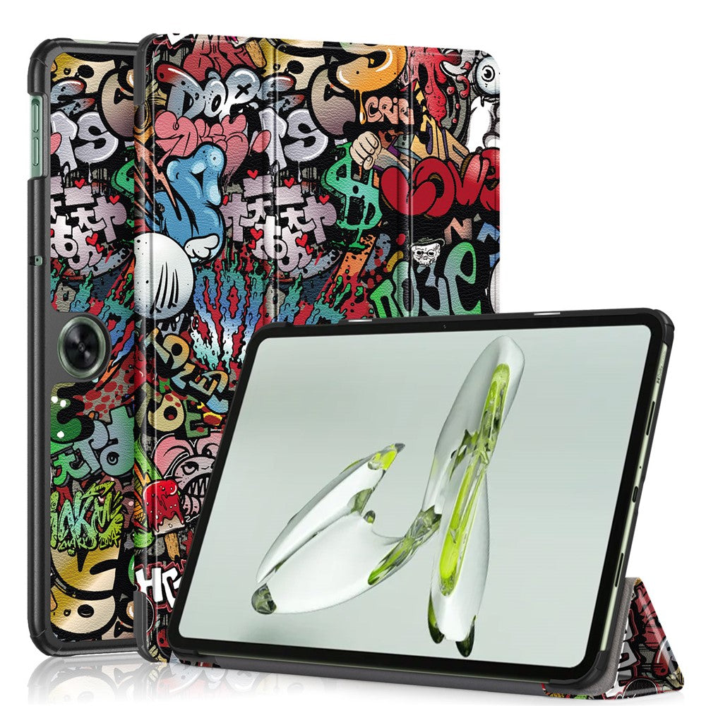 For OnePlus Pad Go / Oppo Pad Air 2 Smart Cover Full-Body Tri-fold Stand Pattern Tablet Case