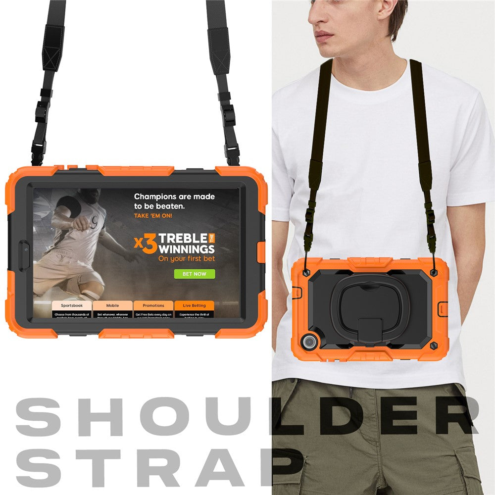 For Lenovo Tab M8 (4th Gen) 2024 TB-301XU / M8 (4th Gen) 2023 TB-300FU Case Rotary Kickstand Tablet Cover with Shoulder Strap