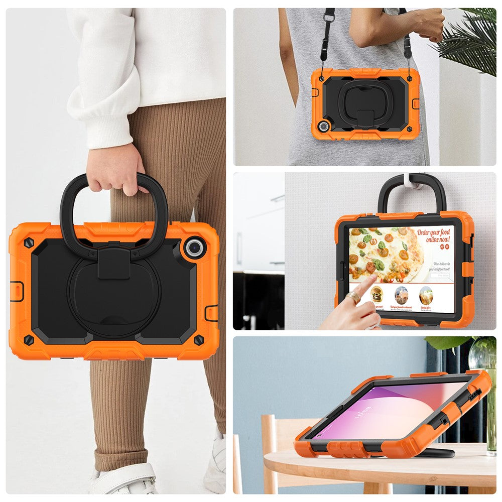 For Lenovo Tab M8 (4th Gen) 2024 TB-301XU / M8 (4th Gen) 2023 TB-300FU Case Rotary Kickstand Tablet Cover with Shoulder Strap