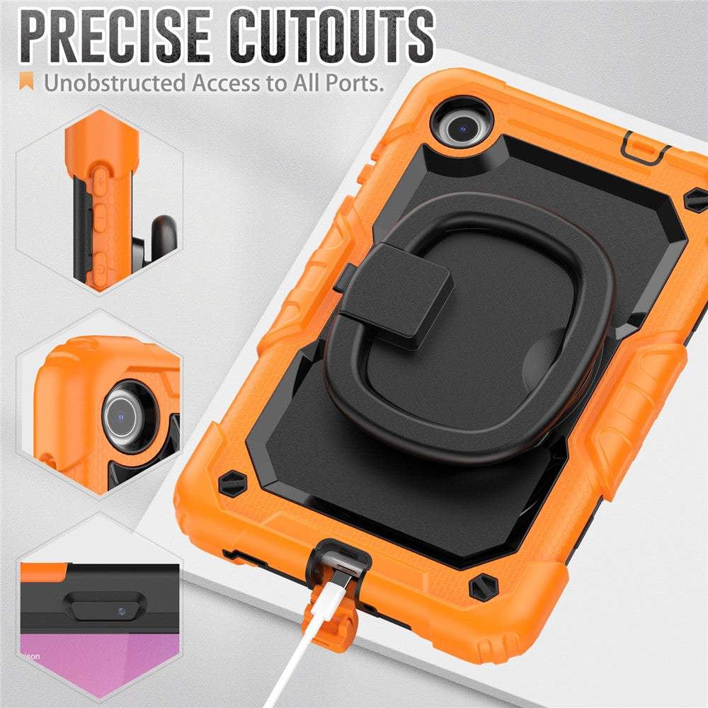 For Lenovo Tab M8 (4th Gen) 2024 TB-301XU / M8 (4th Gen) 2023 TB-300FU Case Rotary Kickstand Tablet Cover with Shoulder Strap