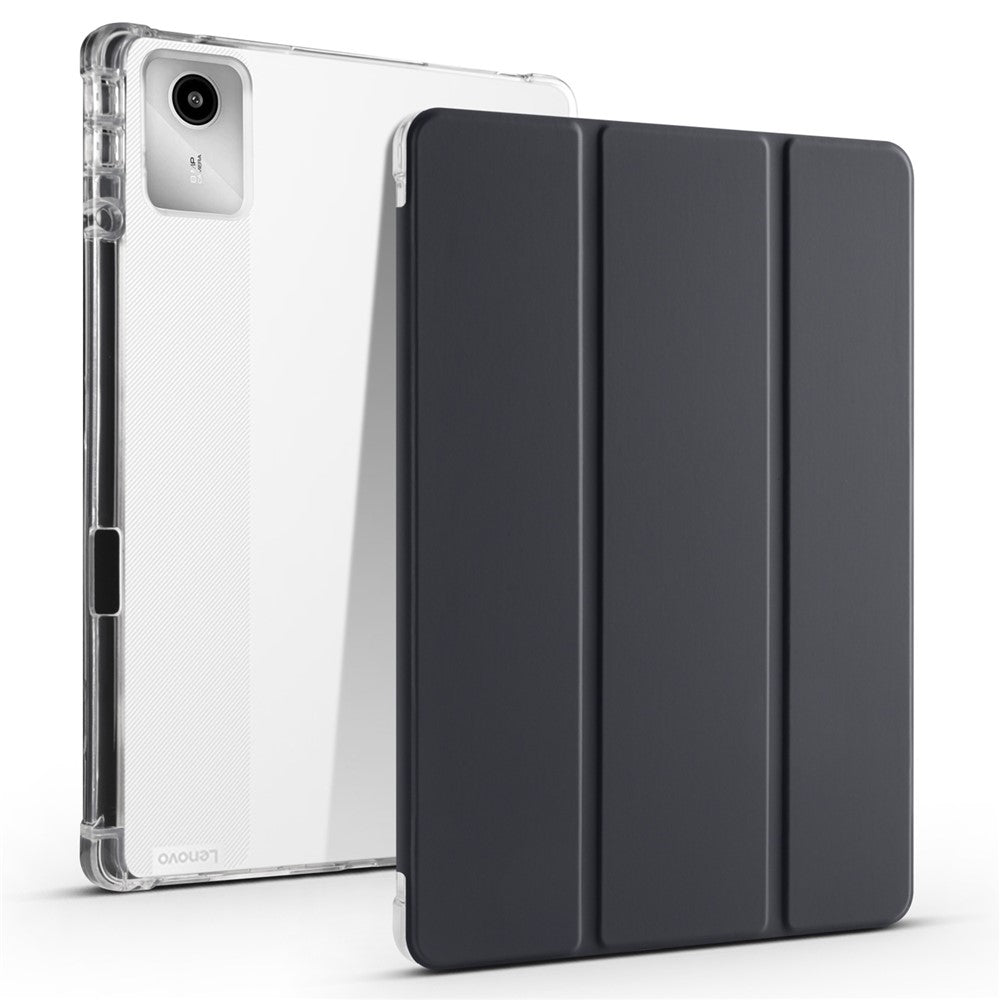 For Lenovo Tab M11 / Xiaoxin Pad 11 2024 Case Tri-fold Transparent Back Auto Sleep / Wake Cover with Pen Slot