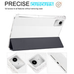For Lenovo Tab M11 / Xiaoxin Pad 11 2024 Case Tri-fold Transparent Back Auto Sleep / Wake Cover with Pen Slot