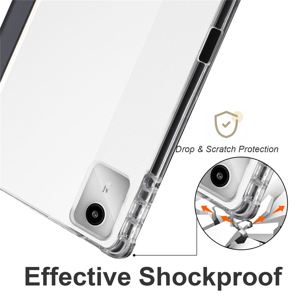 For Lenovo Tab M11 / Xiaoxin Pad 11 2024 Case Tri-fold Transparent Back Auto Sleep / Wake Cover with Pen Slot