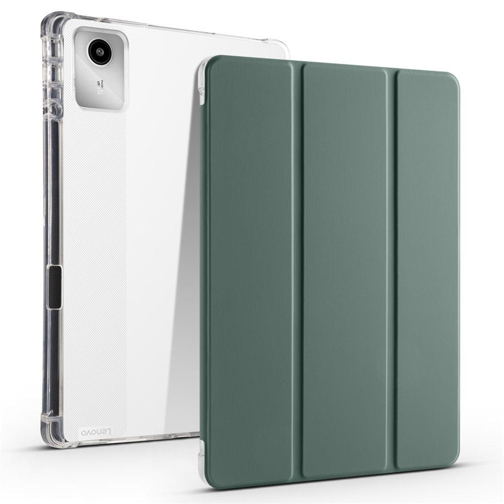 For Lenovo Tab M11 / Xiaoxin Pad 11 2024 Case Tri-fold Transparent Back Auto Sleep / Wake Cover with Pen Slot
