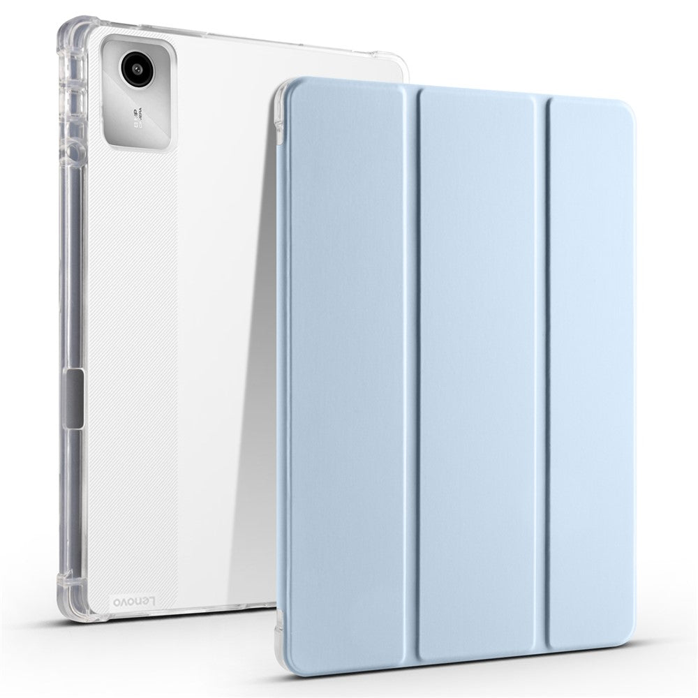 For Lenovo Tab M11 / Xiaoxin Pad 11 2024 Case Tri-fold Transparent Back Auto Sleep / Wake Cover with Pen Slot