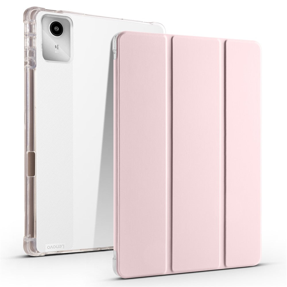 For Lenovo Tab M11 / Xiaoxin Pad 11 2024 Case Tri-fold Transparent Back Auto Sleep / Wake Cover with Pen Slot