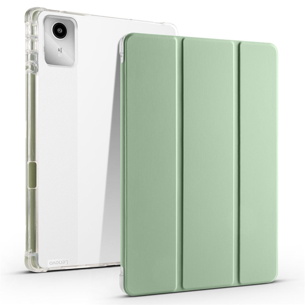 For Lenovo Tab M11 / Xiaoxin Pad 11 2024 Case Tri-fold Transparent Back Auto Sleep / Wake Cover with Pen Slot