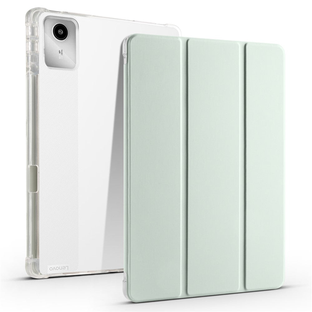 For Lenovo Tab M11 / Xiaoxin Pad 11 2024 Case Tri-fold Transparent Back Auto Sleep / Wake Cover with Pen Slot