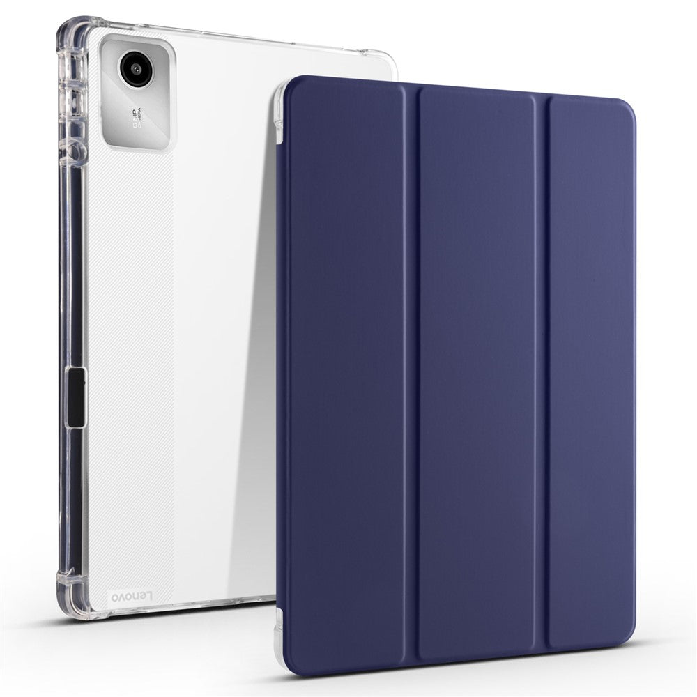 For Lenovo Tab M11 / Xiaoxin Pad 11 2024 Case Tri-fold Transparent Back Auto Sleep / Wake Cover with Pen Slot