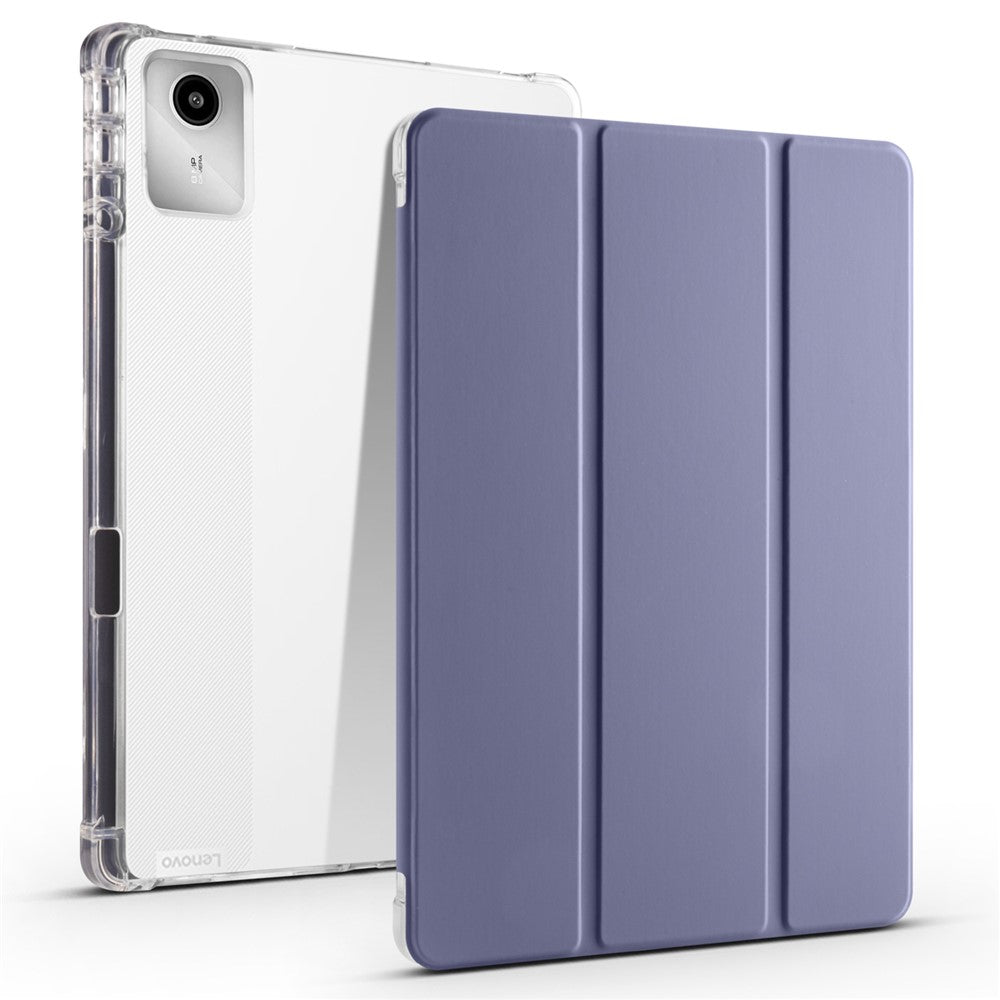 For Lenovo Tab M11 / Xiaoxin Pad 11 2024 Case Tri-fold Transparent Back Auto Sleep / Wake Cover with Pen Slot