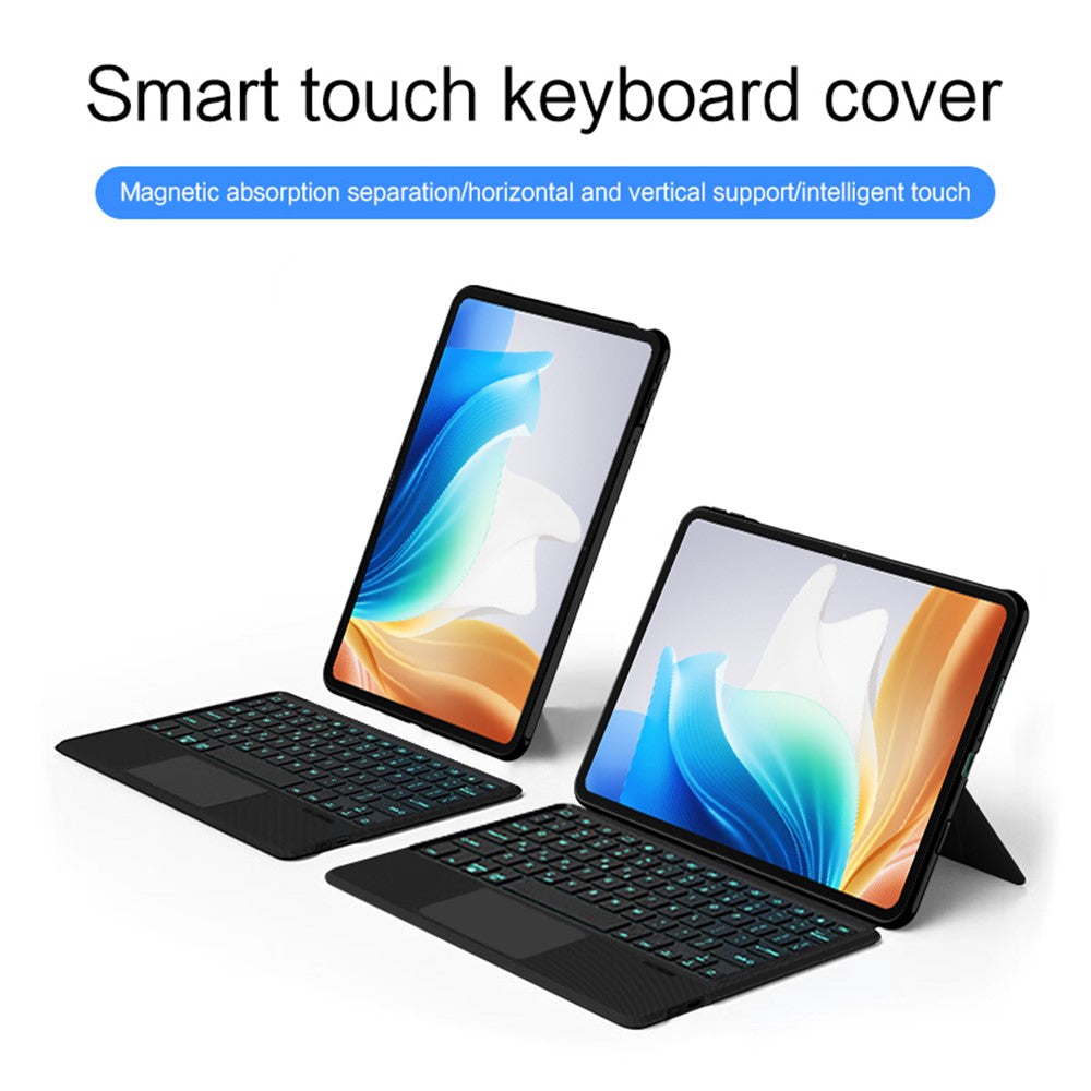 For Oppo Pad Air 2 Leather Case + Bluetooth-compatible Keyboard with Backlight Trackpad