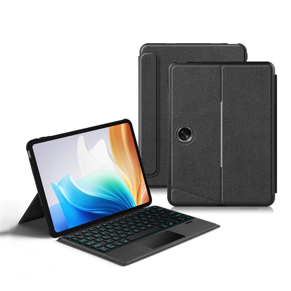 For Oppo Pad Air 2 Leather Case + Bluetooth-compatible Keyboard with Backlight Trackpad