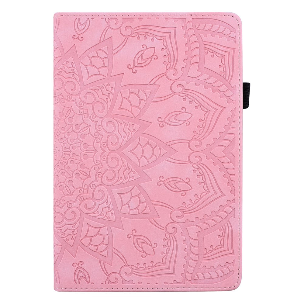 Til Samsung Galaxy Tab S9 FE+ Tablet Cover med Kreditkortholder, Lædercover med Blomstermønster
