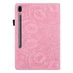 Til Samsung Galaxy Tab S9 FE+ Tablet Cover med Kreditkortholder, Lædercover med Blomstermønster