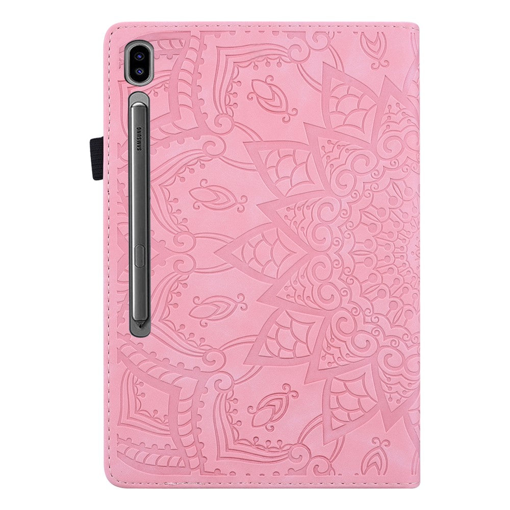 Til Samsung Galaxy Tab S9 FE+ Tablet Cover med Kreditkortholder, Lædercover med Blomstermønster
