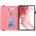 Til Samsung Galaxy Tab S9 FE+ Tablet Cover med Kreditkortholder, Lædercover med Blomstermønster