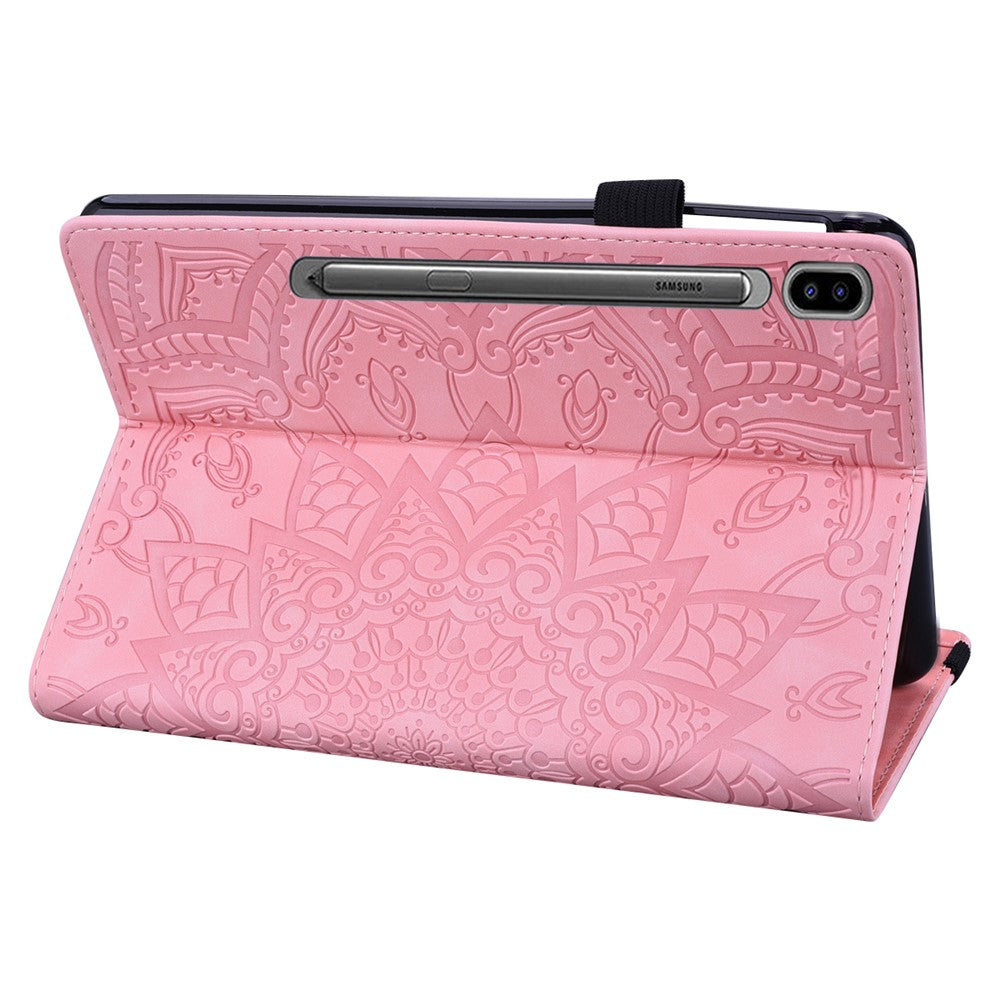 Til Samsung Galaxy Tab S9 FE+ Tablet Cover med Kreditkortholder, Lædercover med Blomstermønster