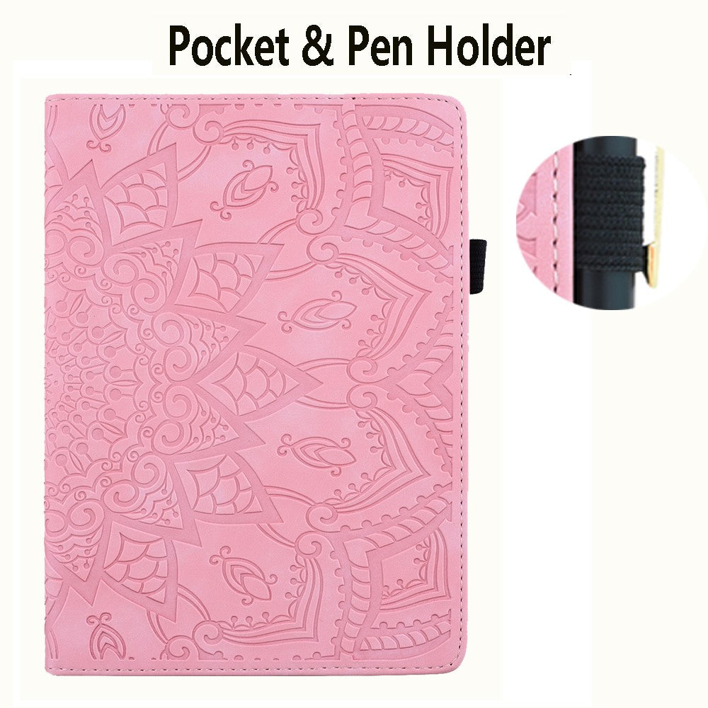 Til Samsung Galaxy Tab S9 FE+ Tablet Cover med Kreditkortholder, Lædercover med Blomstermønster