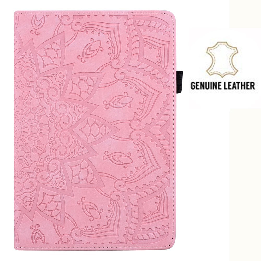 Til Samsung Galaxy Tab S9 FE+ Tablet Cover med Kreditkortholder, Lædercover med Blomstermønster