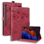 For Samsung Galaxy Tab S9 FE+ Leather Tablet Case Flower Cat Pattern Card Slots Cover