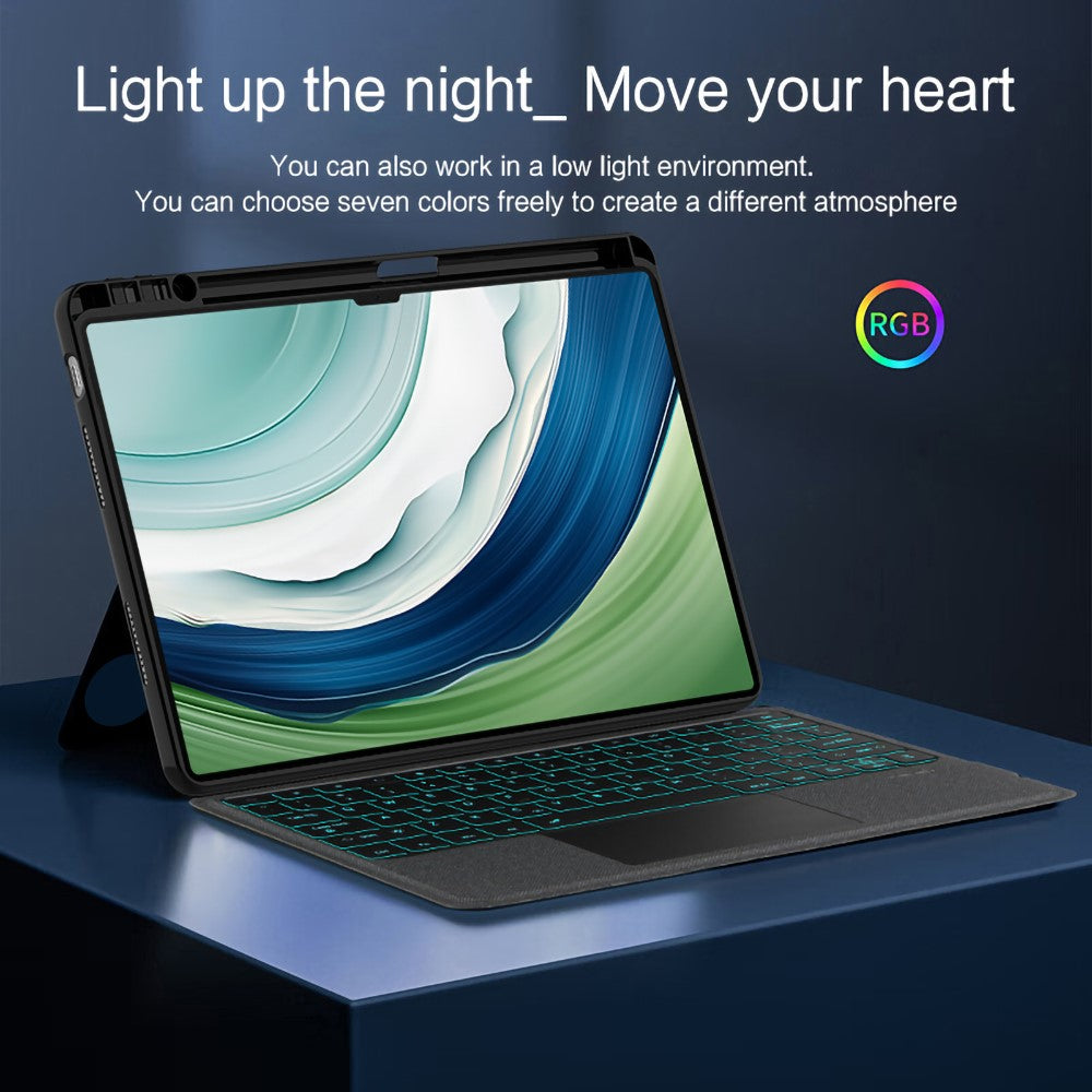 For Huawei MatePad Pro 13.2 Leather Case + Bluetooth-compatible Keyboard with Backlight Trackpad