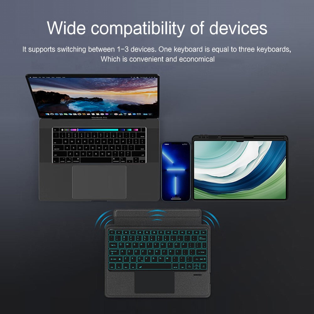 For Huawei MatePad Pro 13.2 Leather Case + Bluetooth-compatible Keyboard with Backlight Trackpad