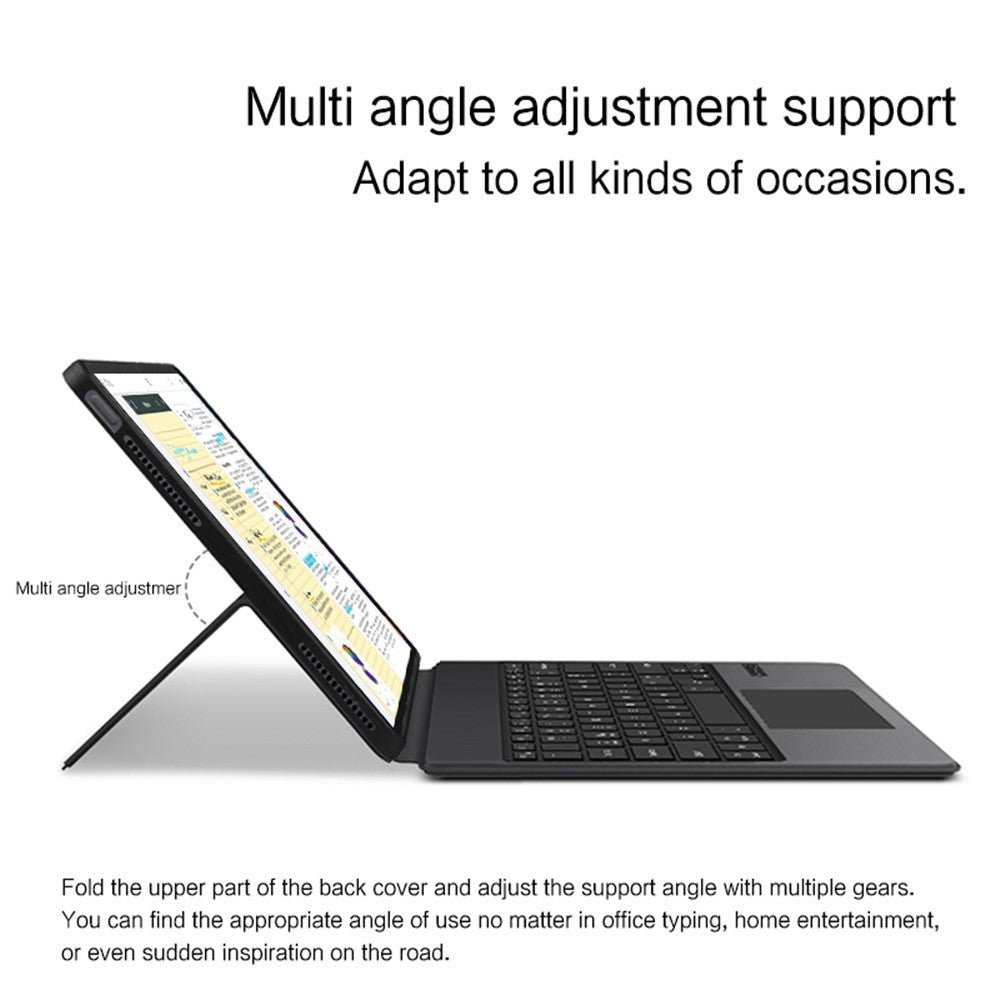 For Samsung Galaxy Tab S10 Ultra / S9 Ultra / S8 Ultra Leather Case + Touchpad Bluetooth-Compatible Keyboard (without Backlit)