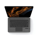 For Samsung Galaxy Tab S10 Ultra / S9 Ultra / S8 Ultra Leather Case + Touchpad Bluetooth-Compatible Keyboard (without Backlit)
