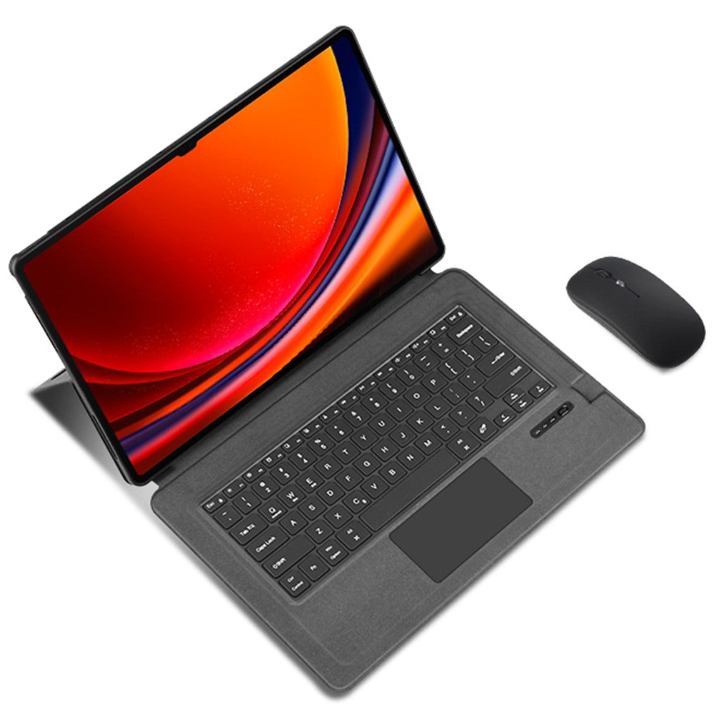 For Samsung Galaxy Tab S10 Ultra / S9 Ultra / S8 Ultra Leather Case + Touchpad Bluetooth-Compatible Keyboard (without Backlit)
