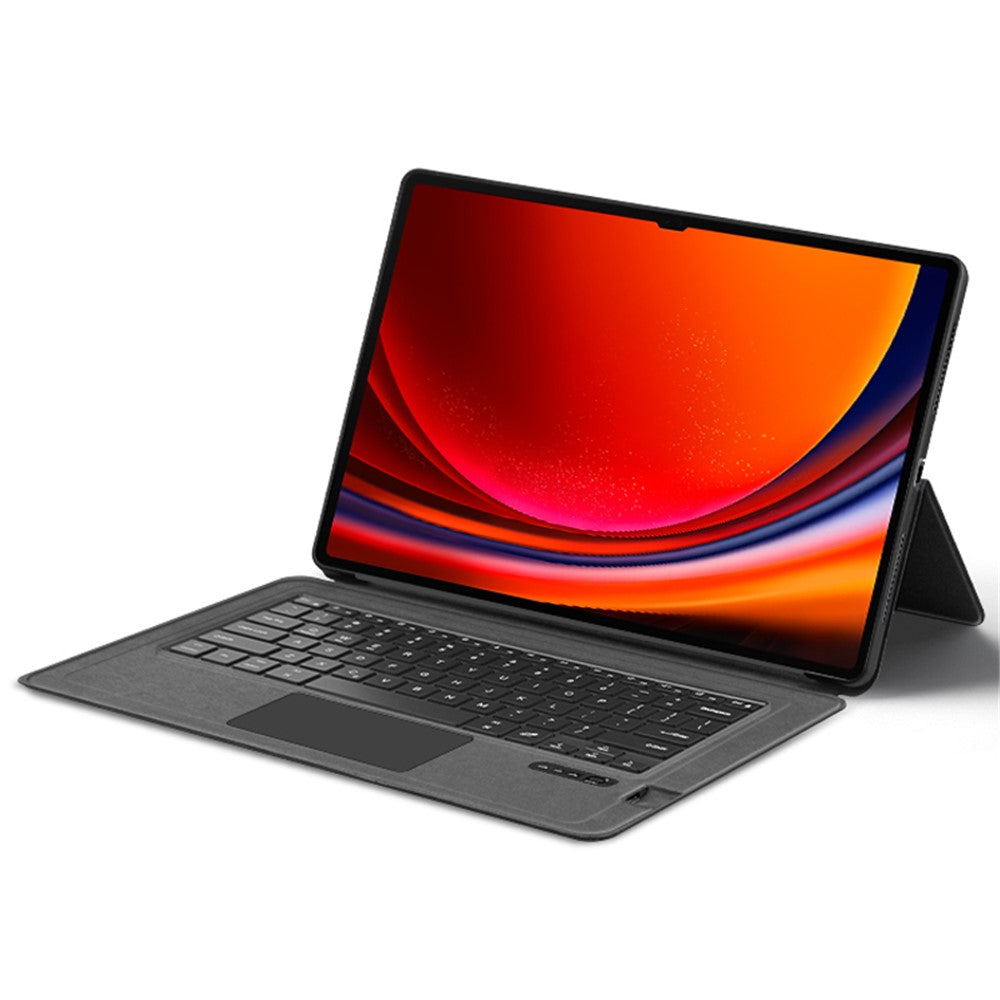 For Samsung Galaxy Tab S10 Ultra / S9 Ultra / S8 Ultra Leather Case + Touchpad Bluetooth-Compatible Keyboard (without Backlit)