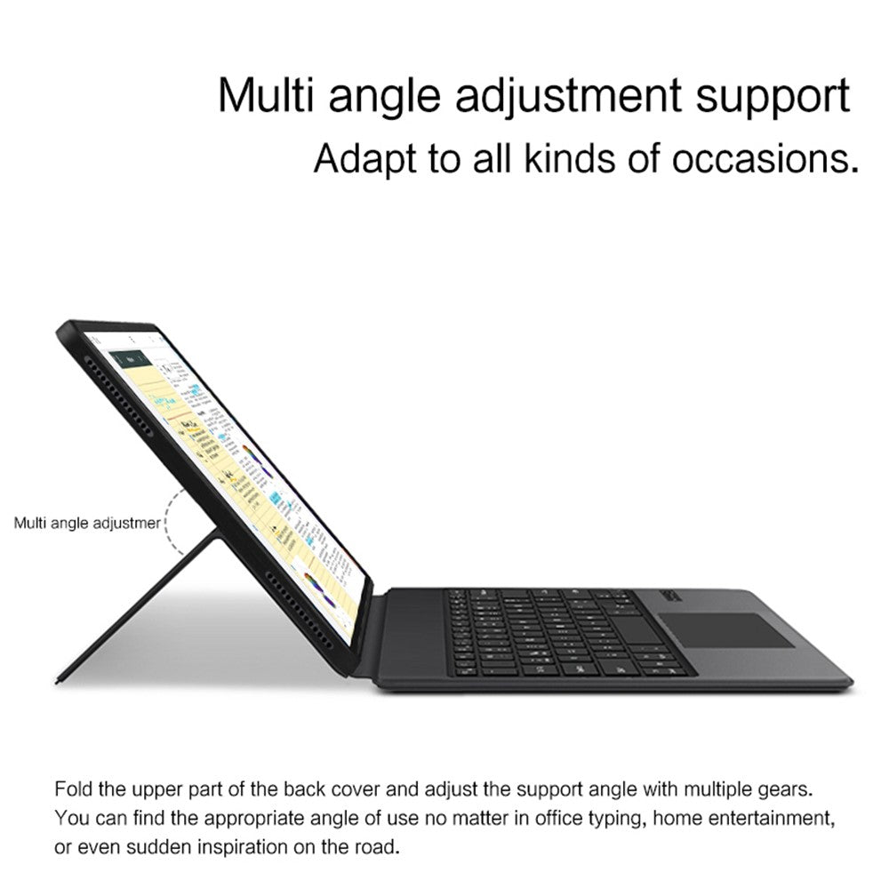 For Samsung Galaxy Tab S10 Ultra / S9 Ultra / S8 Ultra Leather Case + Touchpad Bluetooth-Compatible Keyboard (without Backlit)