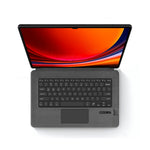 For Samsung Galaxy Tab S10 Ultra / S9 Ultra / S8 Ultra Leather Case + Touchpad Bluetooth-Compatible Keyboard (without Backlit)