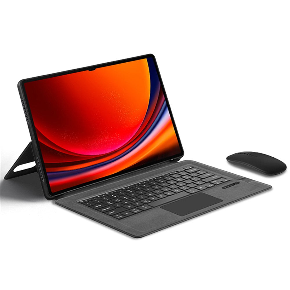 For Samsung Galaxy Tab S10 Ultra / S9 Ultra / S8 Ultra Leather Case + Touchpad Bluetooth-Compatible Keyboard (without Backlit)
