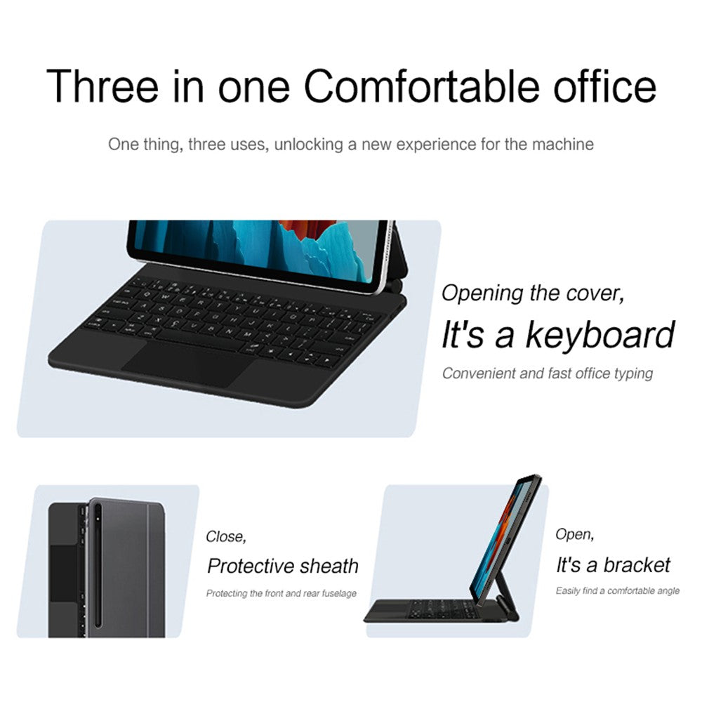 For Samsung Galaxy Tab S10 FE / S9 FE / S9 / S8 / S7 Magnetic Floating Bluetooth-Compatible Keyboard + Leather Tablet Case