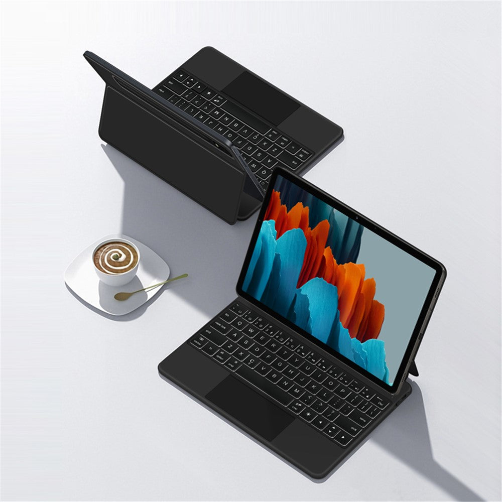 For Samsung Galaxy Tab S10 FE / S9 FE / S9 / S8 / S7 Magnetic Floating Bluetooth-Compatible Keyboard + Leather Tablet Case